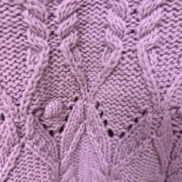Lilac Cable Knit Pullover Sweater - Picture 3 of 4